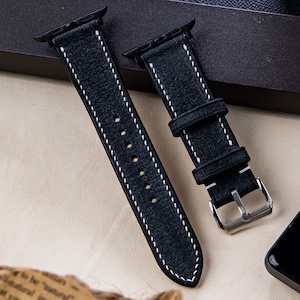 Leather Babele Apple Watch Band,Strap AW Black 38mm 40mm 41mm 42mm 44mm 45mm 49mm Series ultra 9 8 7 6 5 4 3 Men Women,Size 14mm,16mm,19mm