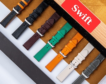 Swift Leather Watch Strap, Italian Calfskin, Quick Release, Select Size