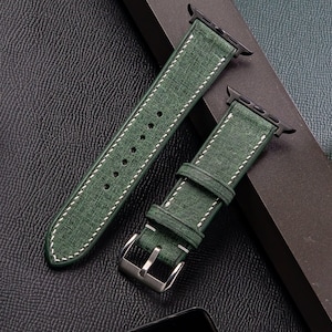 Leather Babele Apple Watch Band,Strap AW Green 38mm 40mm 41mm 42mm 44mm 45mm 49mm Series ultra 9 8 7 6 5 4 3 Men Women size 12mm,14mm,16mm