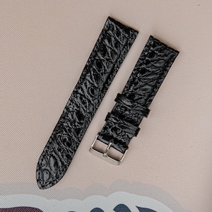 Alligator Leather watch strap 18mm,20mm,21mm,22mm,24mm Deployment Clasp Quick Release Sping Bars, Apple Watch Bands