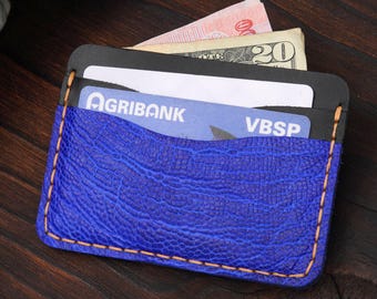 Handmade Ostrich Leg Leather Card Holder: Slim Bifold Wallet