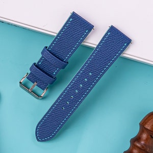 Best Epsom Leather Band, Blue Watch Strap Women's Band,Apple Watch Bands,size 12mm,14mm,16mm,21mm,19mm,23mm,24mm