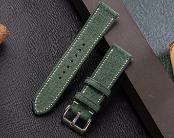Leather BABELE Green  Watch Strap,Watch Band 18mm 19mm 20mm 21mm 22mm 23mm 24mm Replacement Strap For Men&#39;s Watch,Apple Watch Bands