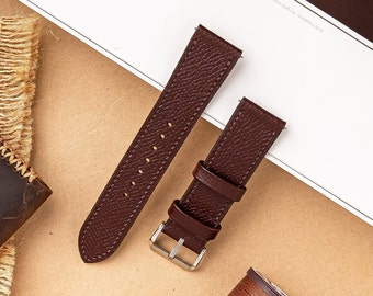 Handmade Brown Epsom Leather Watch Strap, Apple Watch Band