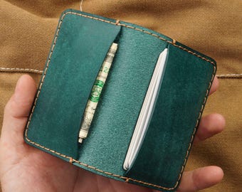 Leather Cash Wallet, Slim Card & Cash Holder,Handmade Minimalist Wallet,Minimalist Leather Bifold Wallet, Italian Pueblo