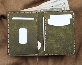 Leather Bifold Wallet: Full-grain Pueblo Italy, Sleek and Functional ,Husband Gift, Gift for Sons, Birthday Gift