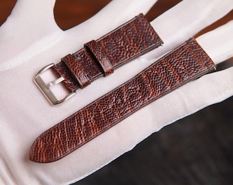 Ostrich Leather Apple Watch Band: Coffee Brown, Minimalist Style