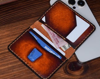 Genuine Italian Leather Slim Card Holder, Minimalist Design, Wallet Leather V23