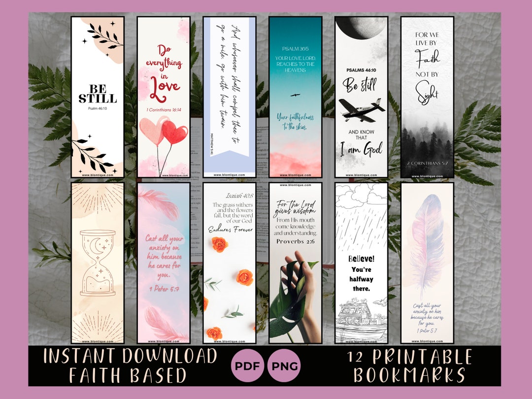 Instant Digital Download, Faith Based, Printable, Bookmark Set ...
