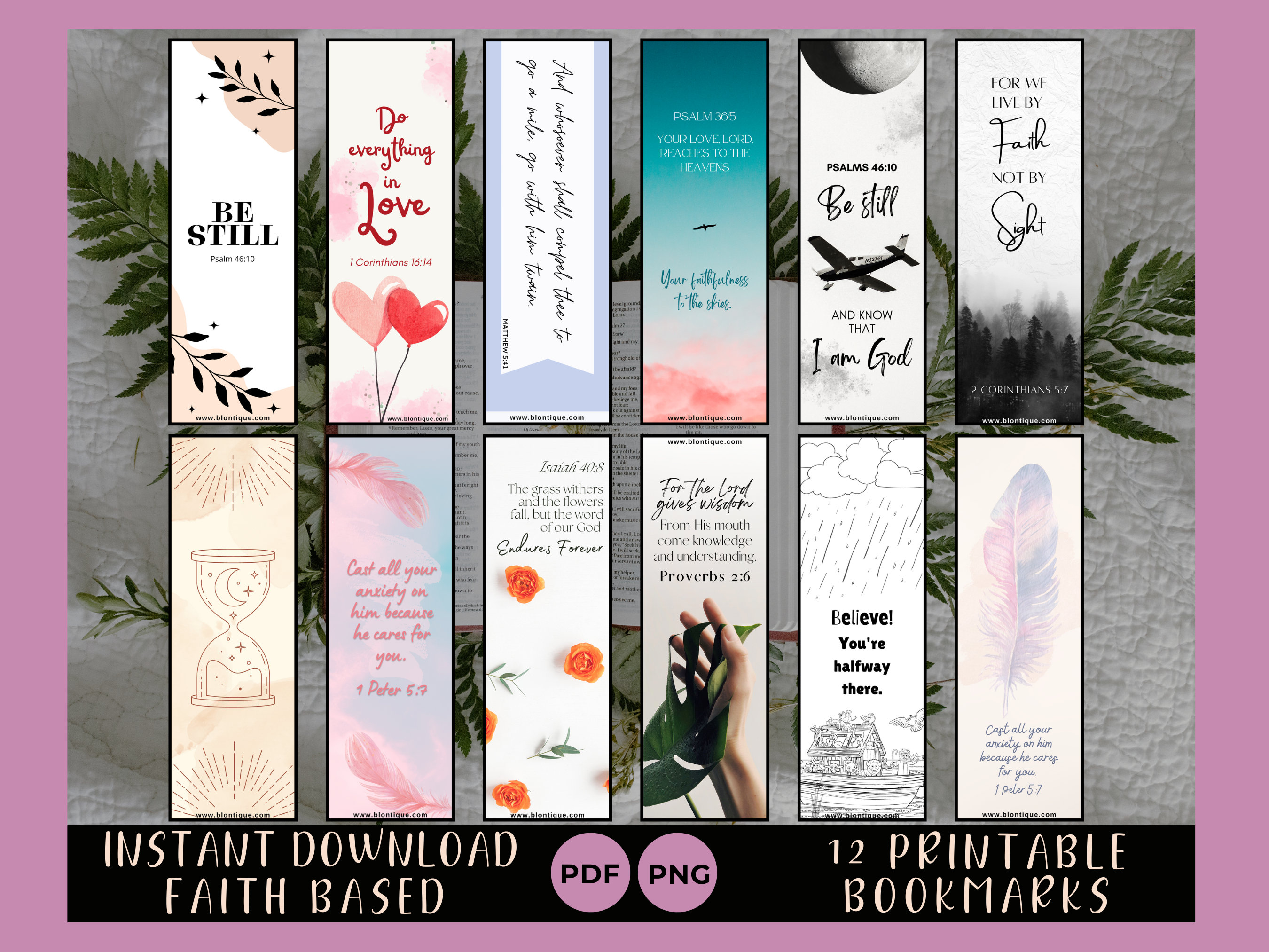 Instant Digital Download, Faith Based, Printable, Bookmark Set ...