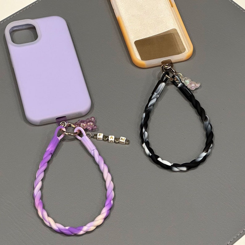 Phone Straps with Custom Names, Silicon Phone Wristlet Strap, adaptable with all phone models Lavender Dream