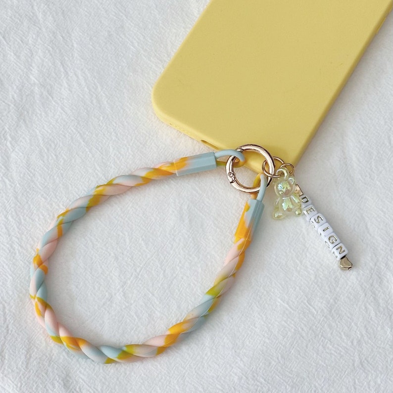 Phone Straps with Custom Names, Silicon Phone Wristlet Strap, adaptable with all phone models Citrus Sage
