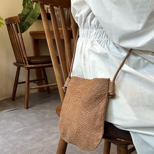 Handmade Leather Crossbody Bag – Minimalist Phone & Key Pouch, Everyday Small Shoulder Bag