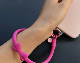 Clearance: Phone Straps with Custom Letters, Silicon Phone Wristlet Strap Bow Design, adaptable with all phone models