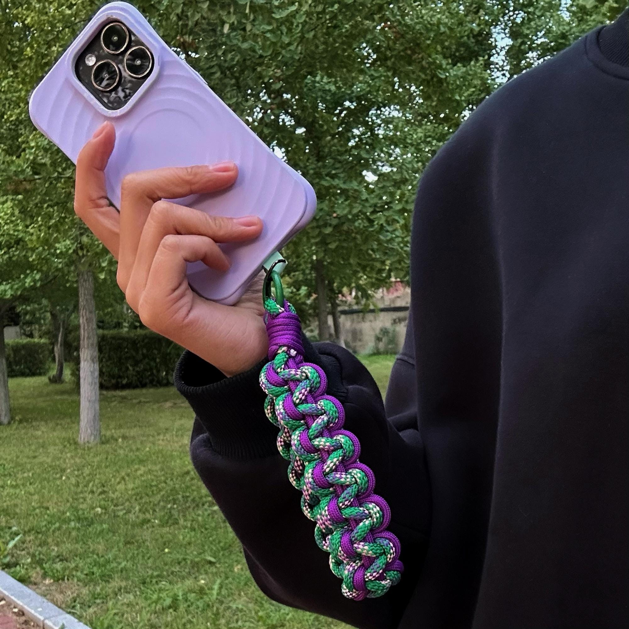 Handmade Phone Lanyard with universal phone holder with with a pad