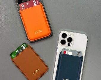 Cartera MagSafe, cartera para teléfono, tarjetero, regalos personalizados, solo para iPhone 12-16, piel sintética vegana