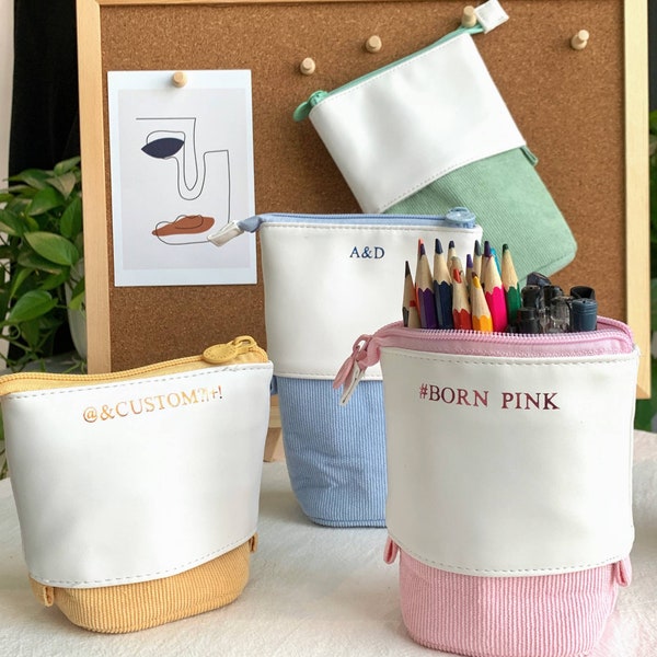 Personalized Pencil-Case with Pop-up Design, Pen Pot & Pencil Case Dual-Use, Customized Back-to-School Gifts, Monogram Gift for her