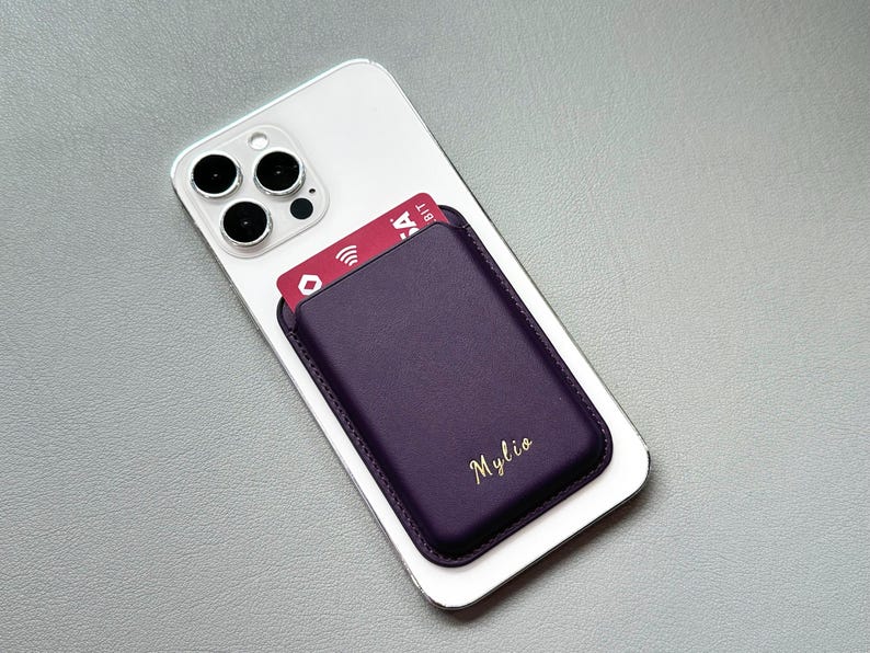 MagSafe Wallet, Phone Wallet, Mag Safe Card Holder, Personalized Gifts, only for iphone12-17, Vegan PU Leather image 5