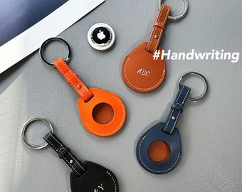 Personalized Airtag Holder Keychain | PU Leather | Metal Key Ring | Custom Foil Pressed Initials | Stylish and Functional Accessory