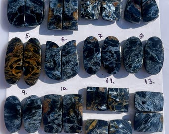 Paar natuurlijke pietersiet cabochon blauwbruin chatoyant losse edelstenen voor het maken van ringoorbellen