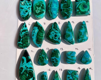 Malachit Chrysokoll Cabochon | Gebänderter Edelstein für Schmuck