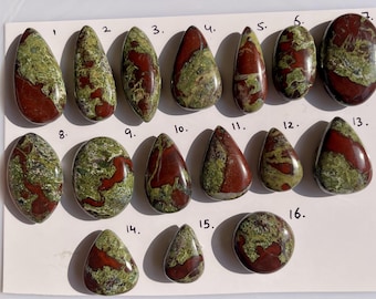 Dragon Blood Jasper Cabochon – Natural Red Green Jasper Gemstone for Wire Wrapping, Jewelry Making, Healing , Rare Patterned Collector Stone