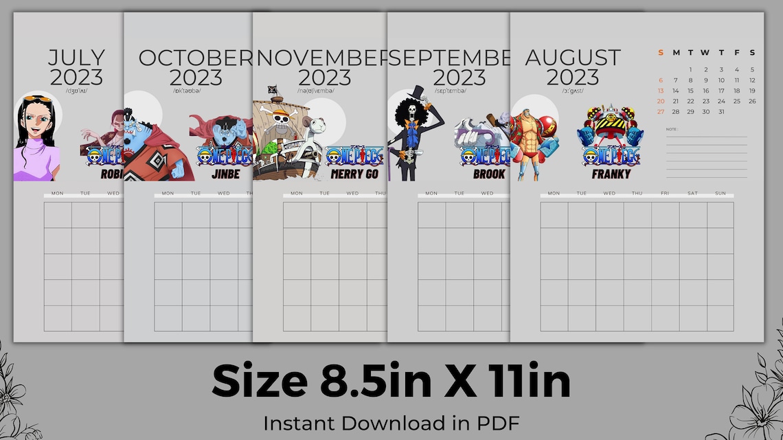 Calendar 2023 INSTANT DOWNLOAD Calendar Printable Anime Etsy Hong Kong