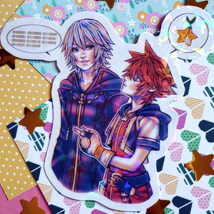 Kingdom Hearts - Holographic vinyl sticker - Kingdom Hearts Re:Coded - Sora & Riku datascape