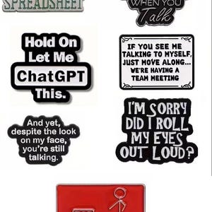 Assorted Humorous Enamel Pin Badges Funny Lapel Lanyard Novelty Message Quote  Sentiment Card Gift