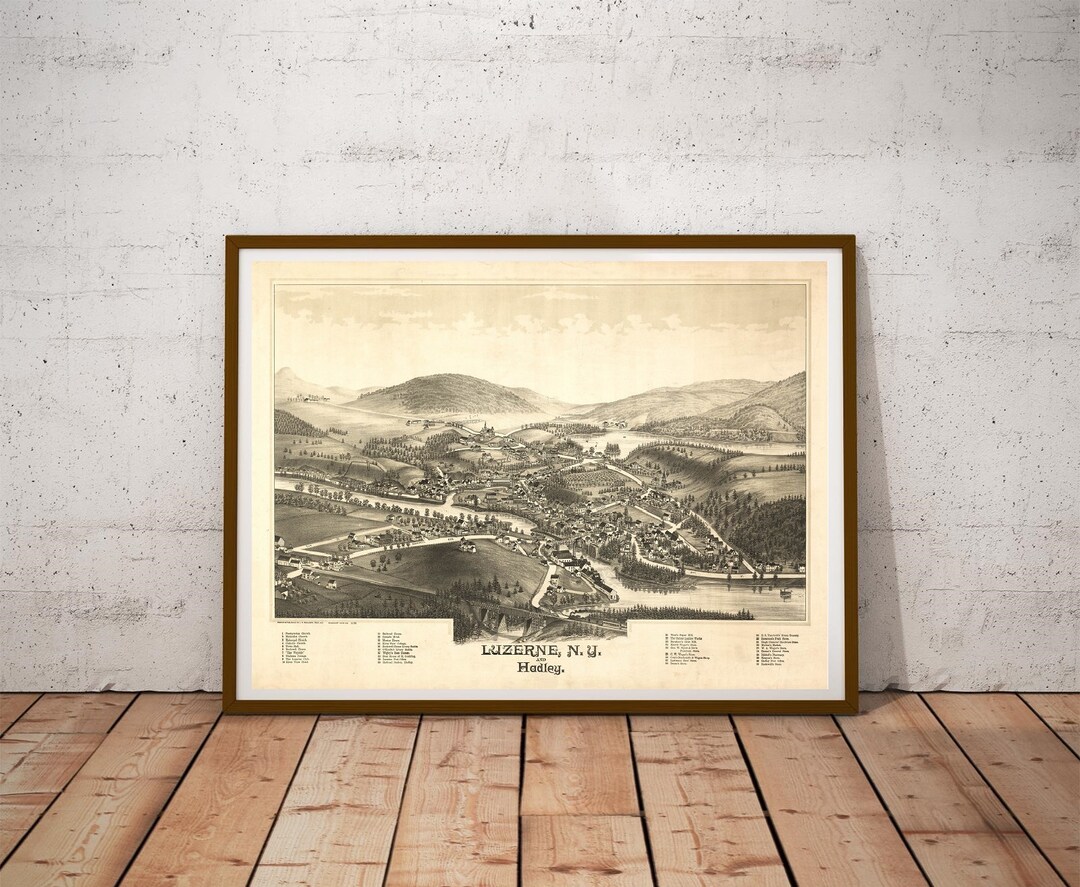 Luzerne and Hadley 1888 New York Area NY Bird Eye View Etsy