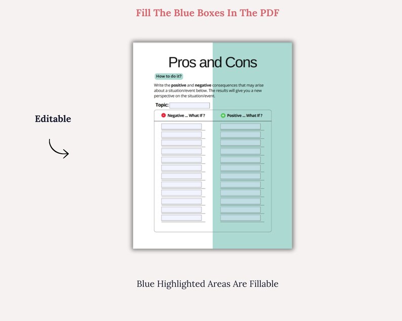 Printable Pros And Cons List Making Decisions Worksheet Problem Printable pros and cons list making decisions worksheet problem