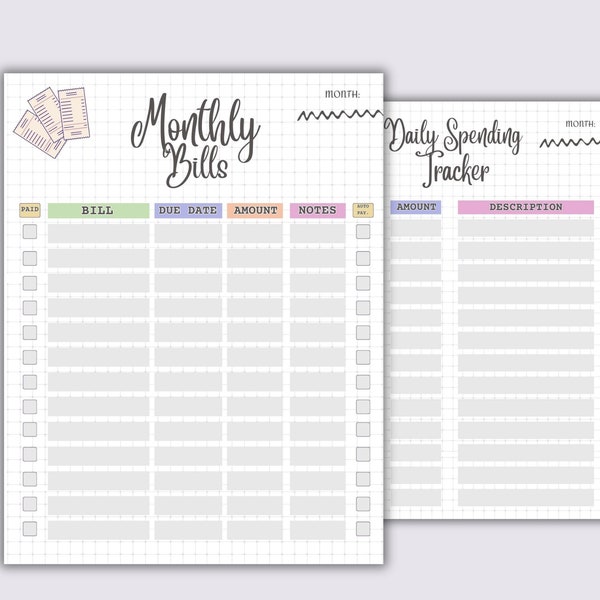 Editable Monthly Bill Planner Monthly Bill Tracker Bill Payment Checklist Bill Log Tracker Printable Bill Pay Organizer Bill Management