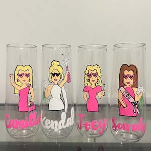 Hand-Painted Bridal Party Champagne Flutes