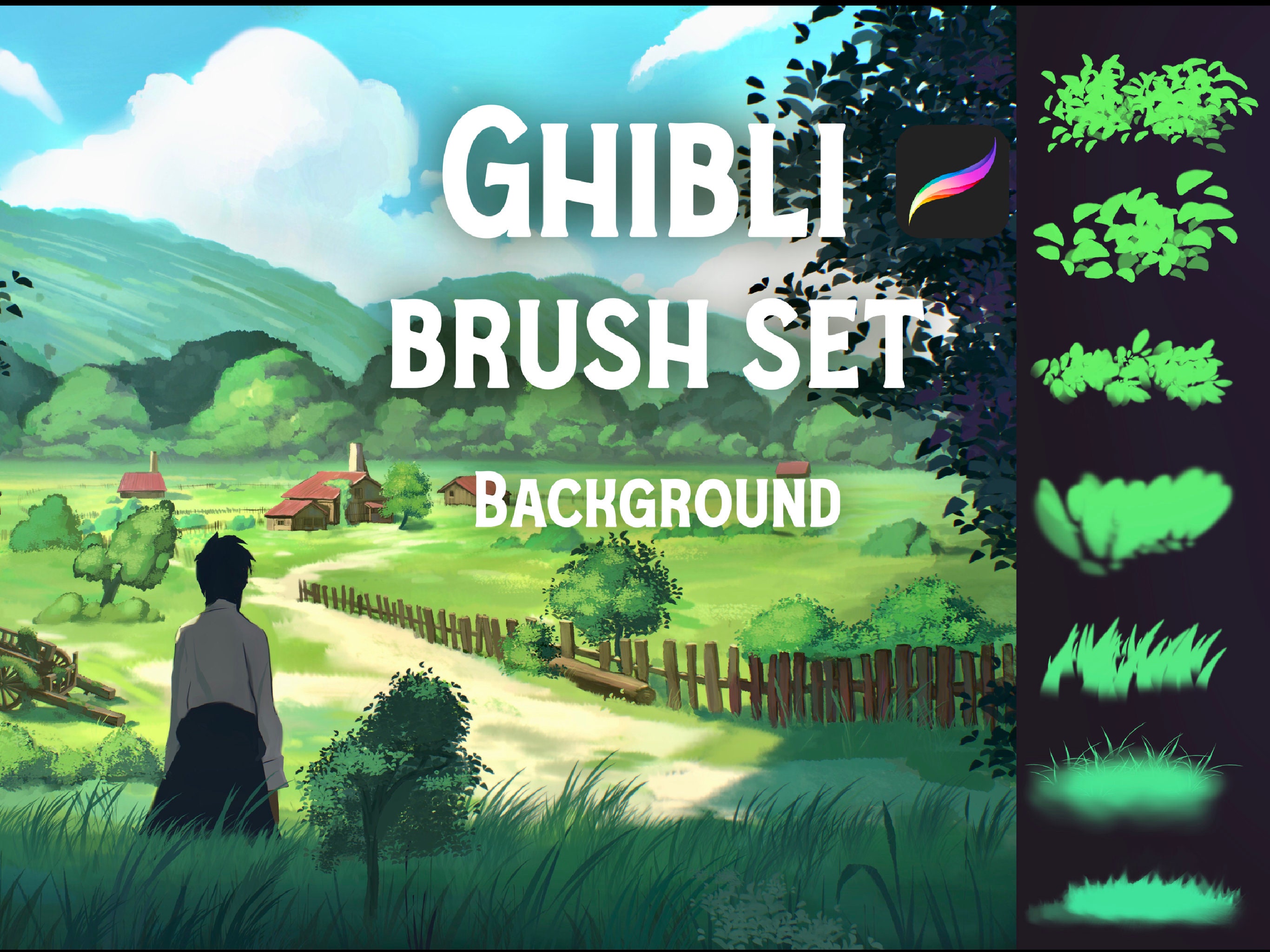 28 Procreate Ghibli Background Art Brush Set Etsy