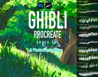 Süßer Ghibli Brush Pack für Procreate & Photoshop Pinsel für Malerei/Skizze/Natur/Landschaft/Umwelt