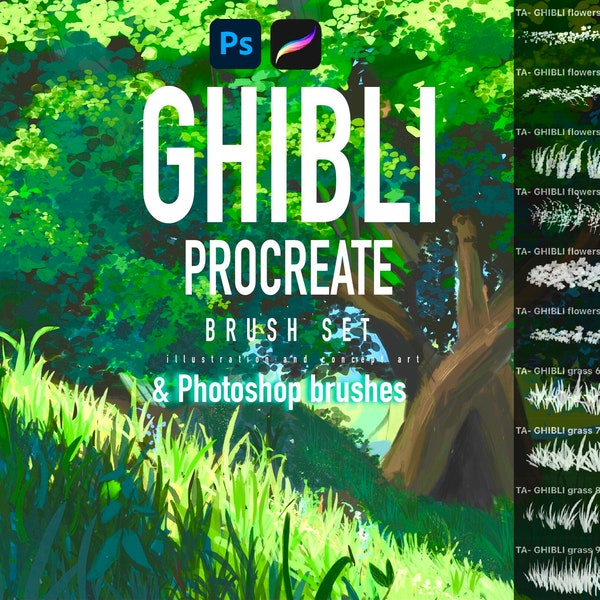 Ensemble de pinceaux Ghibli premium pour procréer et Photoshop : peinture/esquisse/nature/paysage/environnement