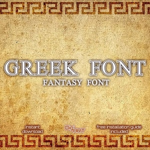 Greek Font | Alphabet, Mythology, Fantasy Font, Funky Fonts, Greek Print, Crafting Font, Bundle, Font Pack, Download, Silhouette Cut File