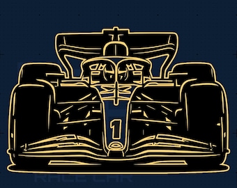 Archivo de corte SVG DXF PNG de coche de carreras de F1 / Archivo de corte de Fórmula 1 / Grabado láser para Cricut y Silhouette