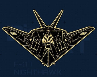 F-117 Nighthawk SVG DXF / Caza furtivo vista frontal / Arte mural grabado con láser / Cricut Silhouette / Regalo para veteranos / Descarga instantánea