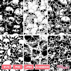 Skull Art Bundle | skull svg gothic svg skull wrap svg skull drawing skulls pattern skull pattern vector file skull png digital skull cricut