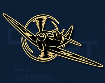 Silueta de Spitfire en formato SVG, DXF y PNG / Archivo de corte de la Batalla de Inglaterra / Grabado láser para Cricut y Silhouette