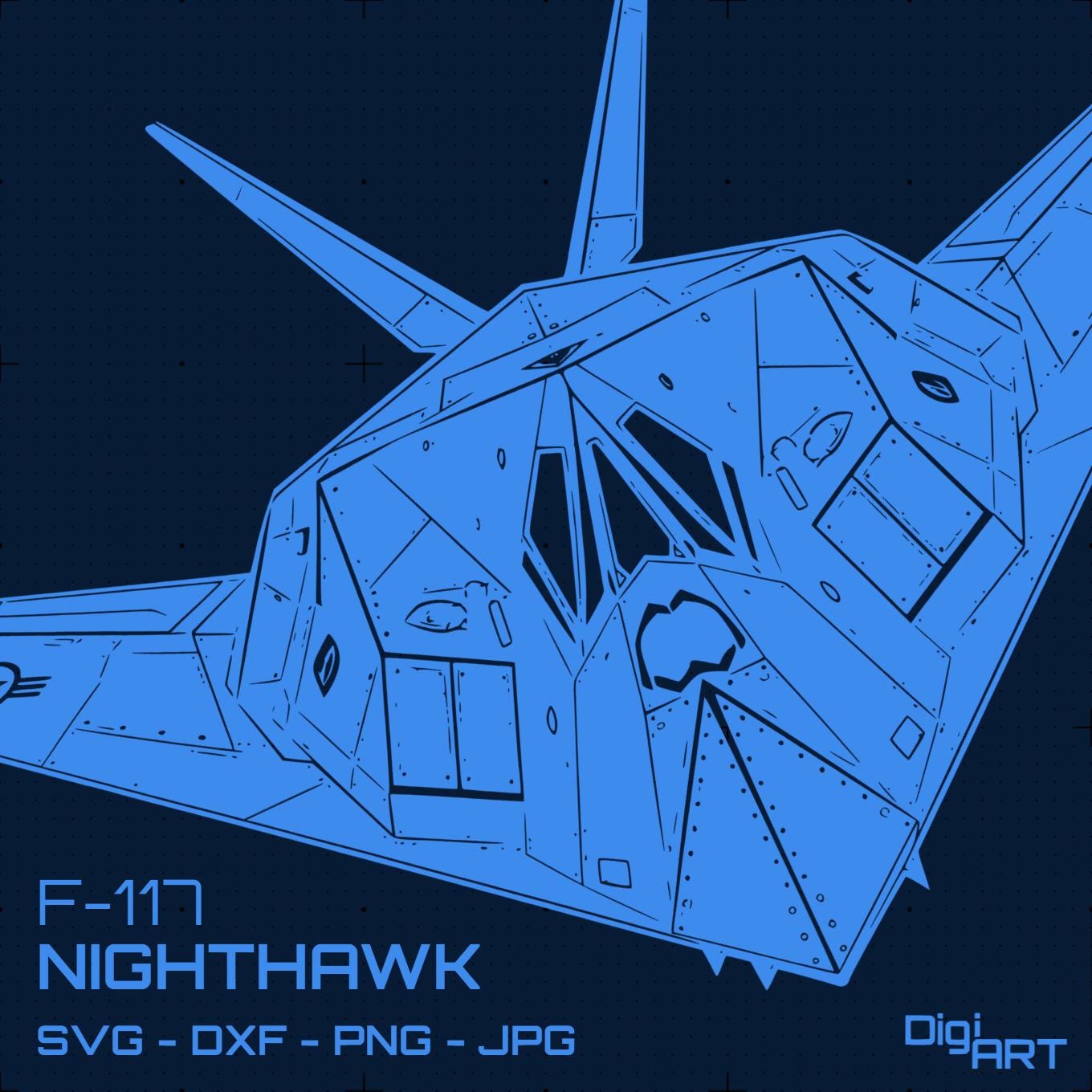 F-117 Nighthawk SVG DXF | Stealth Fighter Head-on View | Laser