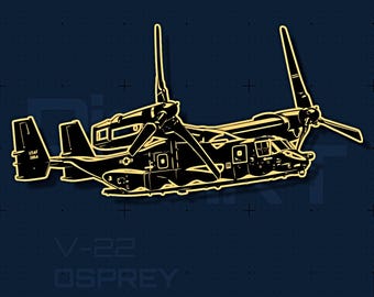 V-22 Osprey SVG DXF PNG / Archivo de corte de aeronave militar / Grabado láser Cricut Silhouette