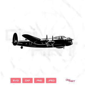 Arquivo de corte SVG e DXF do bombardeiro Avro Lancaster da RAF | Perfil lateral detalhado | Gravação a laser | Cricut e Silhouette | Presente para veteranos | Download instantâneo