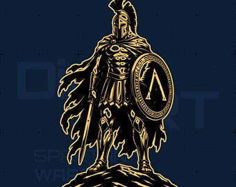 Guerrero espartano SVG DXF PNG / Guerreros del mundo Archivo de corte / Grabado láser Cricut Silhouette