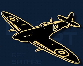 Archivo SVG DXF de Supermarine Spitfire / Archivo de corte de caza de la RAF de la Segunda Guerra Mundial / Arte mural para grabado láser / Cricut Silhouette / Regalo para veteranos / Descarga instantánea