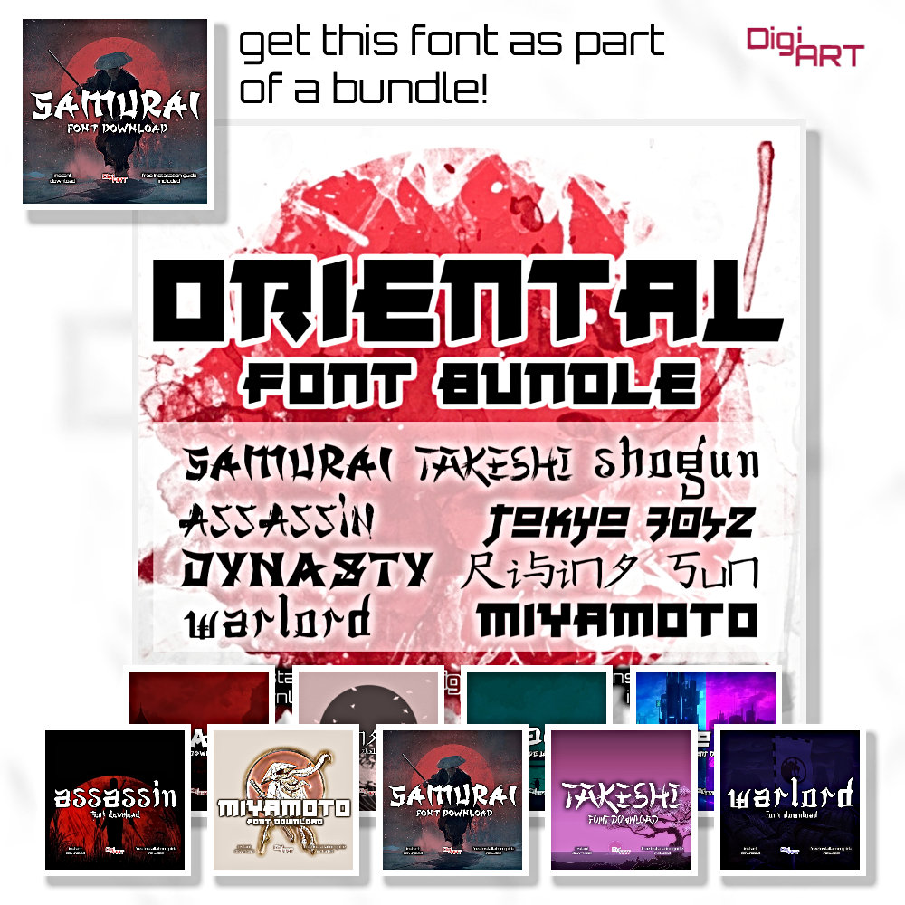 Samurai Font Asian Font Japanese Font Japanese Style Alphabet Fantasy