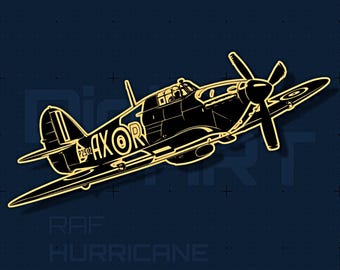 Archivo SVG DXF del Hawker Hurricane / Archivo de corte de la RAF de la Batalla de Gran Bretaña / Arte mural para grabado láser / Cricut Silhouette / Regalo para veteranos / Descarga instantánea