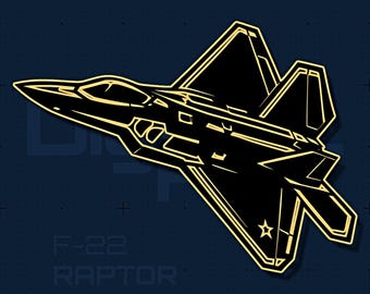 Archivo de corte detallado del F-22 Raptor SVG DXF / Caza furtivo de la USAF / Grabado láser / Cricut Silhouette / Regalo para veteranos / Descarga instantánea