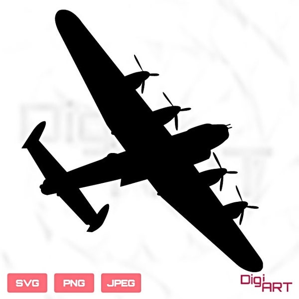 RAF Lancaster Bomber Silhouette SVG | Royal Air Force, Military, Armed Forces, ww1, ww2, MOD, Aviation, British Forces, Army, Navy, Plane